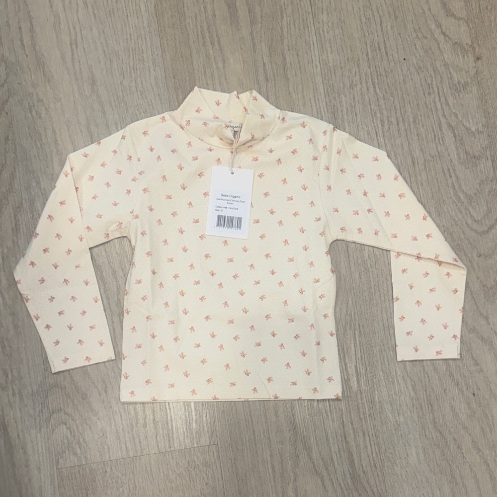 Bebe Organic Turtleneck - Jodie Mock Neck tee Fairy Floral